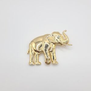 Vintage Park Lane Gold Tone Elephant Brooch Rhinestone Eye